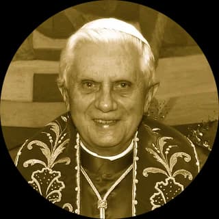 Photograph of Pope Benedict XVI, rendered as a medallion