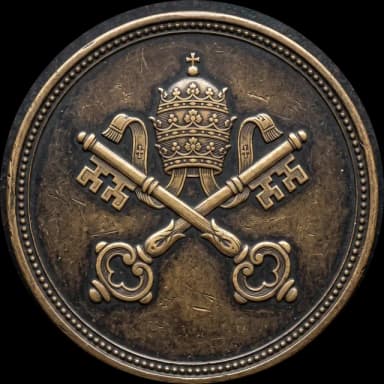 Crossed keys emblem standing in for a portrait of Pope Sylvester III
