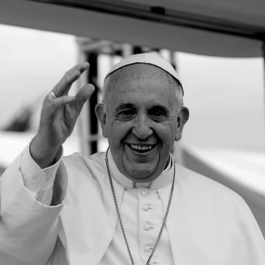 Photograph of Pope Francis, rendered as a medallion