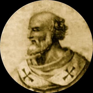 Portrait medallion of Pope Vigilius, after the basilica frieze